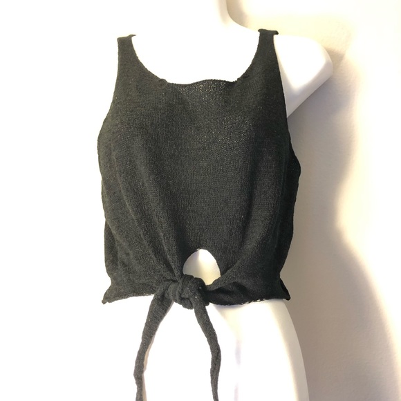 Brandy Melville Tops - Brandy Melville Knitted Crop Front Tie Tank Top